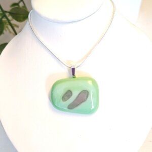 Sculptured OOAK pendant Handcrafted original fused glass jewelry + necklace